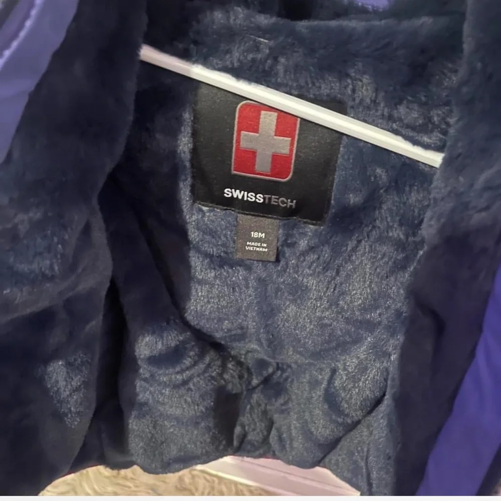 Swiss Tech Kids Puffer Jacket - Purple, Pink, and Navy - Picture 5 of 5